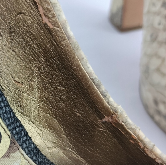 Sam Edelman 'Tacoma' Snake Embossed Genuine Leather Chunky Peeptoe Heels Sz. 8 - Picture 9 of 12